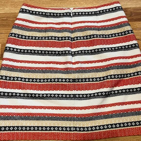 LOFT 100% Cotton Mini Skirt Size 4 Southwestern Tribal Striped Boho Preppy - Picture 3 of 11